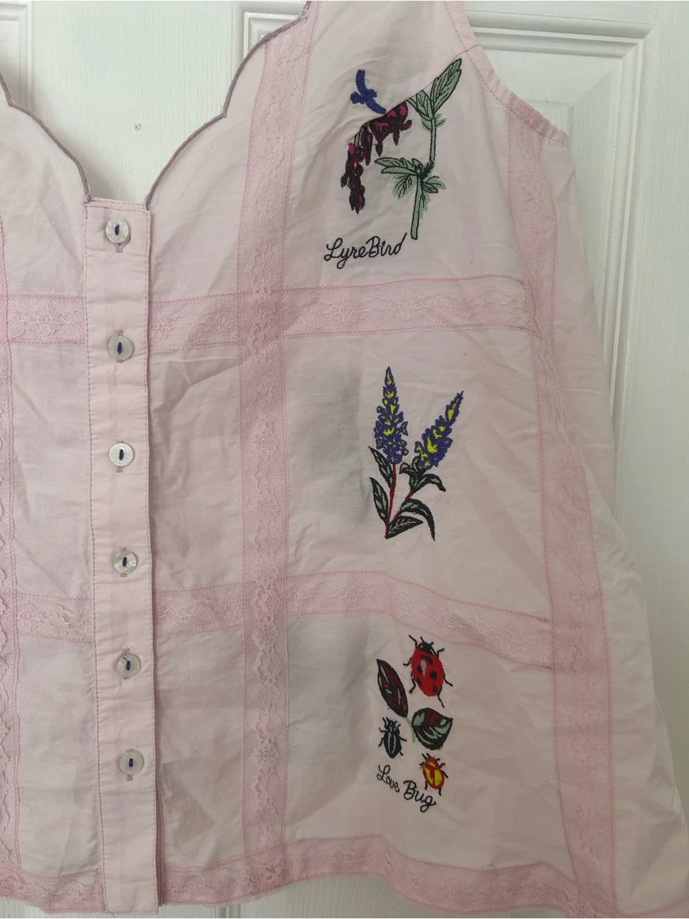 Anthropologie LyreBird Sleeveless Embroidered Buttondown Top